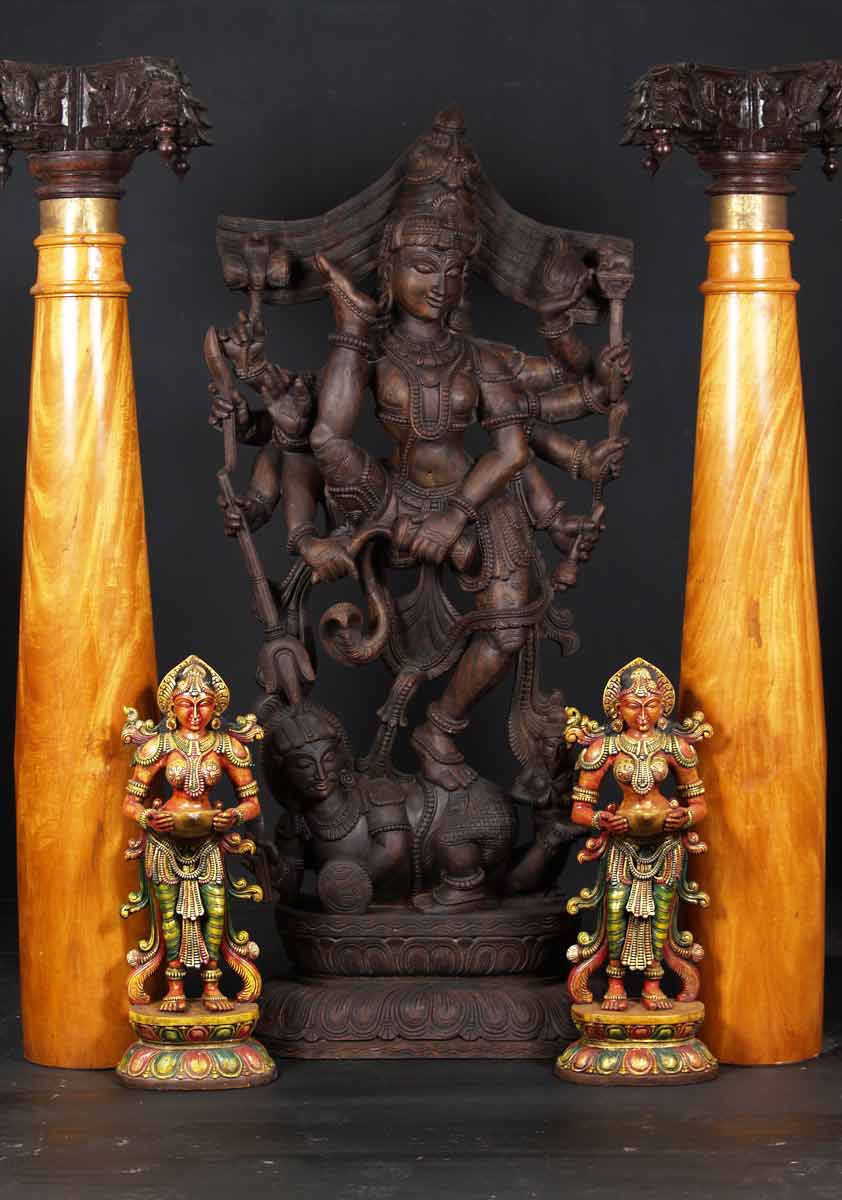 Wooden Tandava Shiva Statue 84"